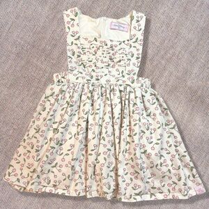 SweetHoney Cherry Pinafore Dress Girls Size 5 Lined Twirl Pink